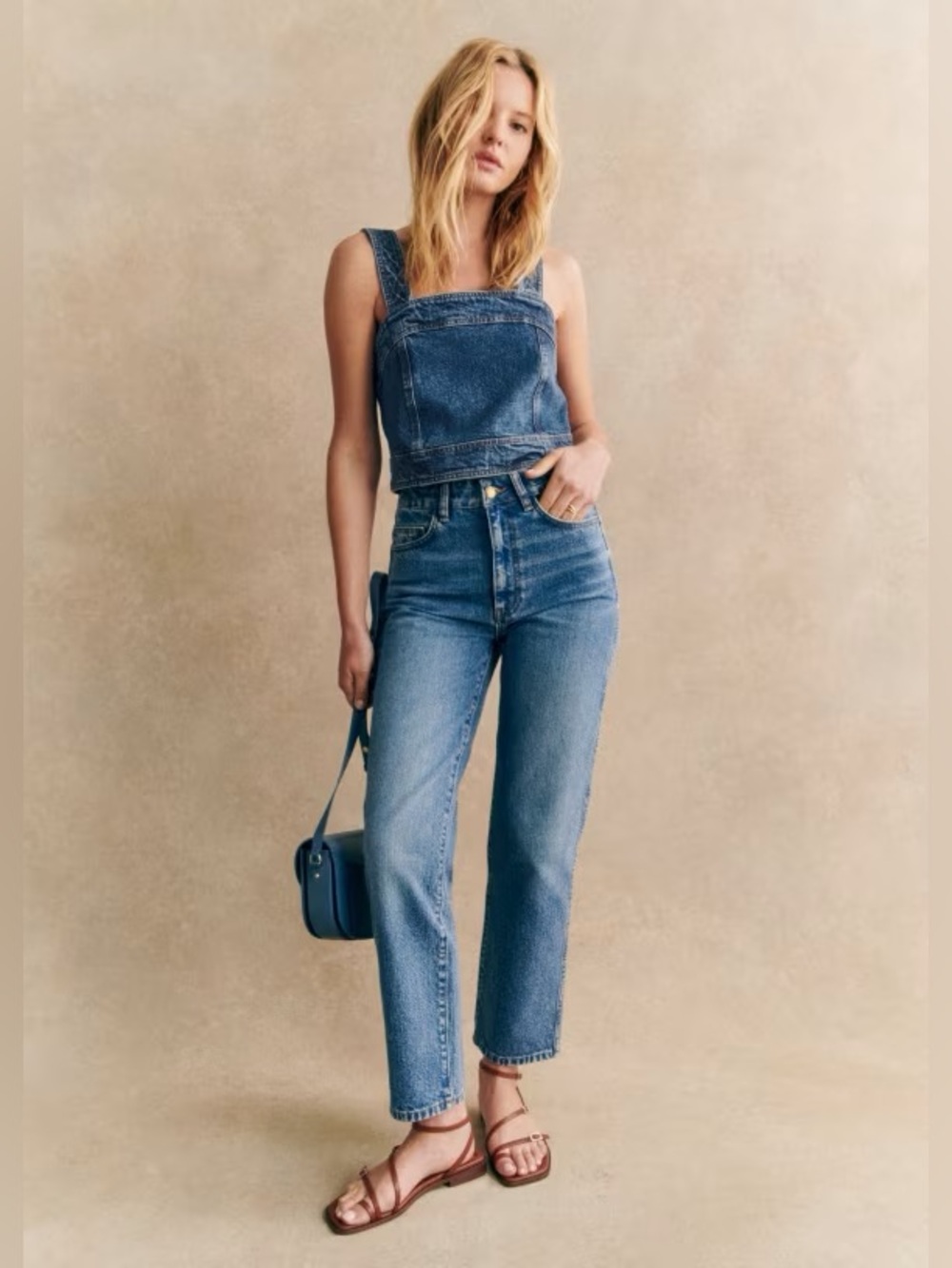 Sezane Hermance Top in Dark Blue Denim - Picture 4 of 11
